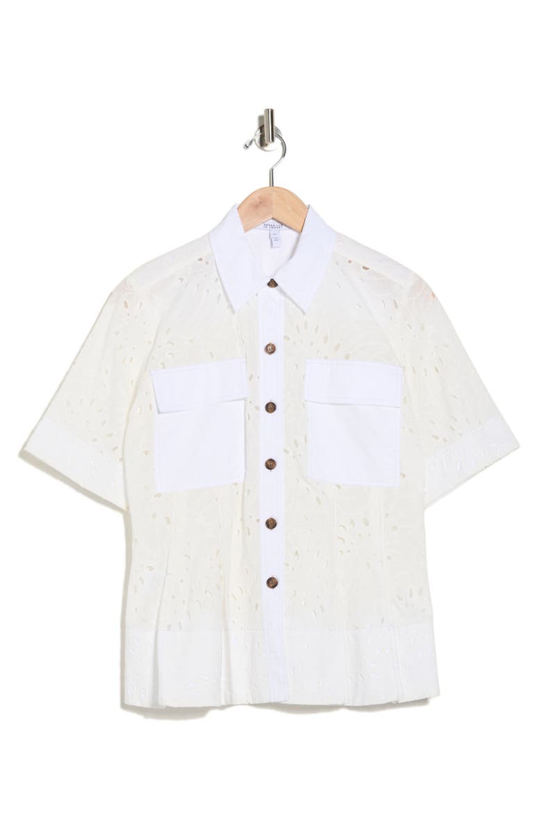 Derek Lam 10 Crosby Cilou Cotton Eyelet Utility Shirt, Alternate, color, White/ White