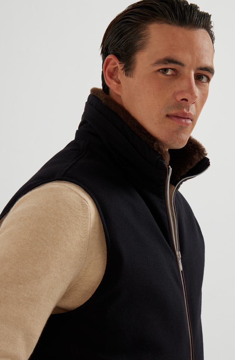 Brunello Cucinelli Hooded down vest, Alternate, color, Black
