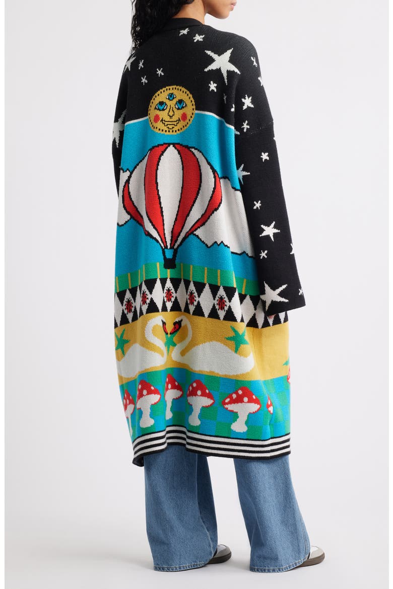 Hot Air Balloon Cardigan, Alternate, color, BLACK