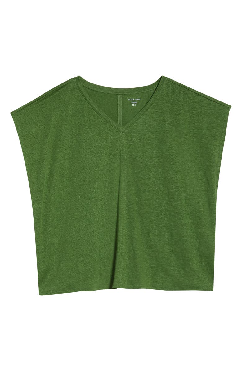 Eileen Fisher Boxy V-Neck Organic Linen T-Shirt, Alternate, color, Field