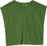 Eileen Fisher Boxy V-Neck Organic Linen T-Shirt