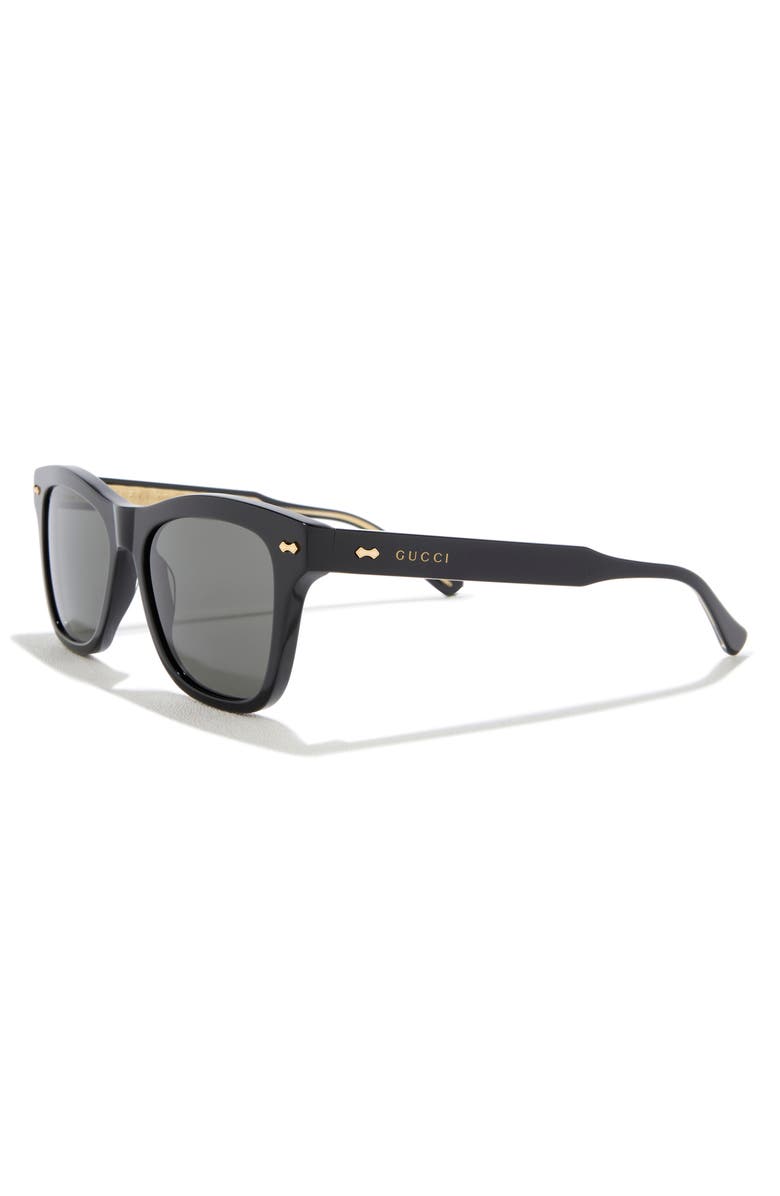 Gucci 53mm Round Sunglasses, Alternate, color, Black Black Grey
