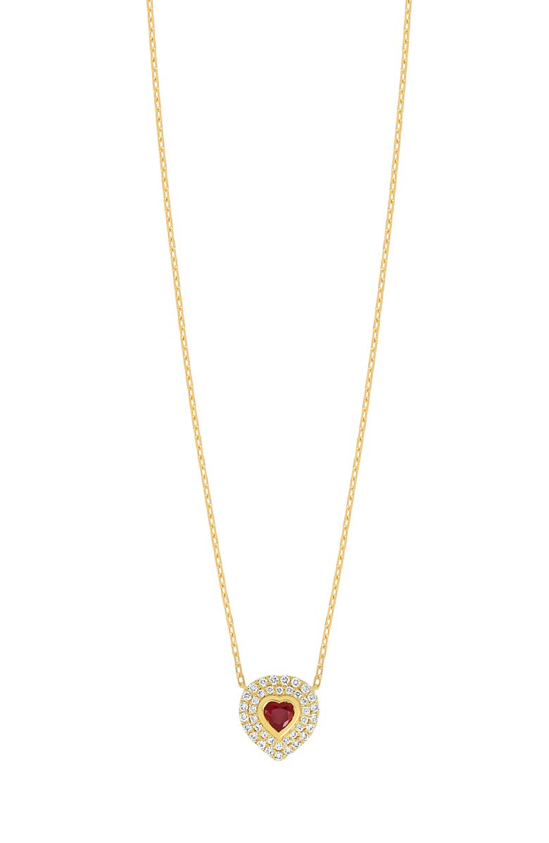 Bony Levy Ruby & Diamond Heart Pendant Necklace, Main, color, 18K Yellow Gold
