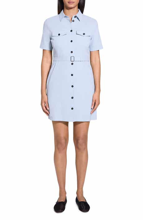 Theory Short Sleeve Belted Shirtdress