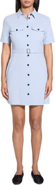 Theory Short Sleeve Belted Shirtdress