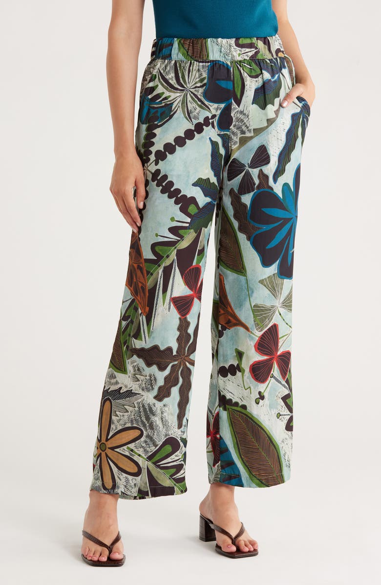 T Tahari Print Wide Leg Pants, Main, color, Etched Multi Floral Print