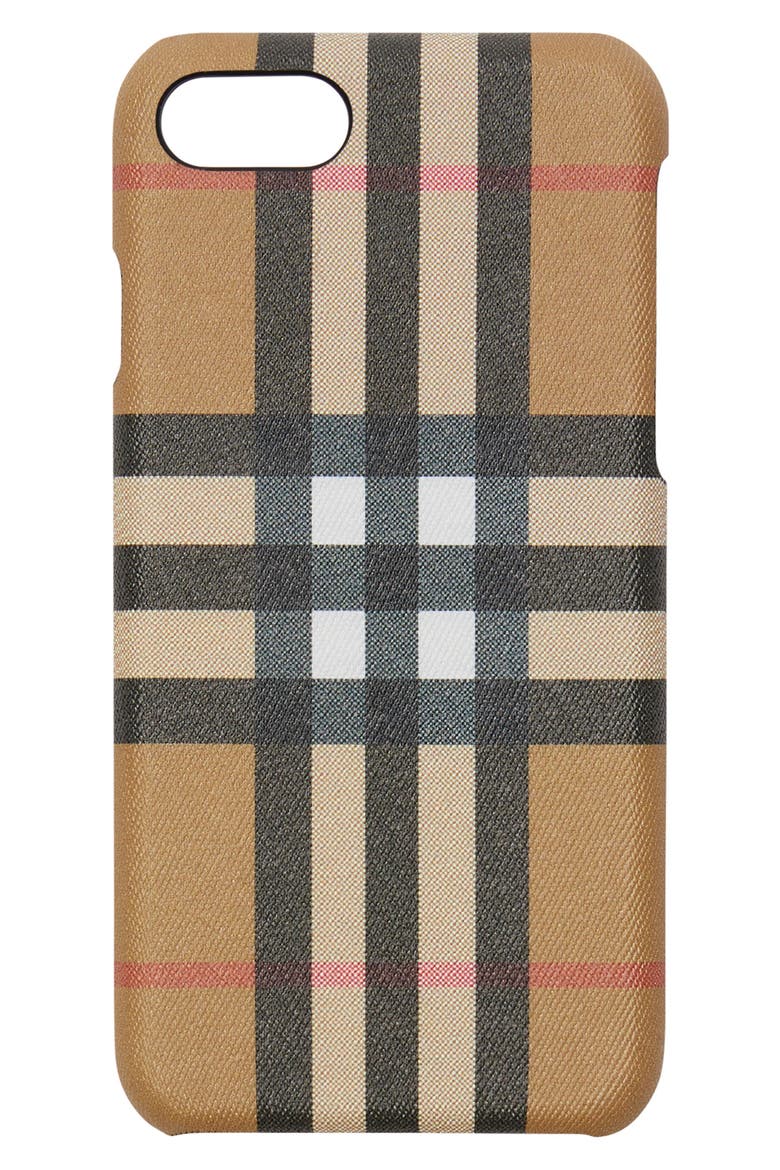 Vintage Check iPhone 8 Case, Main, color, BLACK