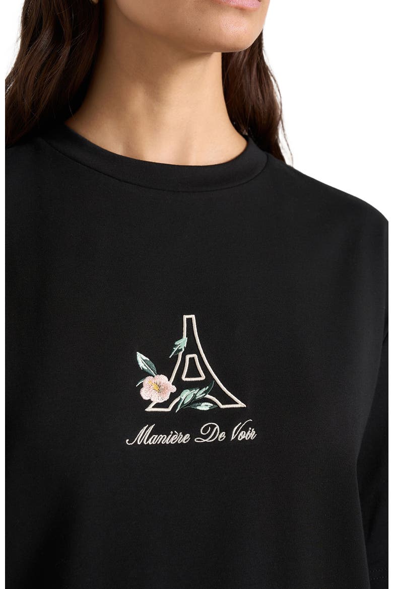 TS008 Unisex Floral Eiffel Cotton T-Shirt, Alternate, color, Black