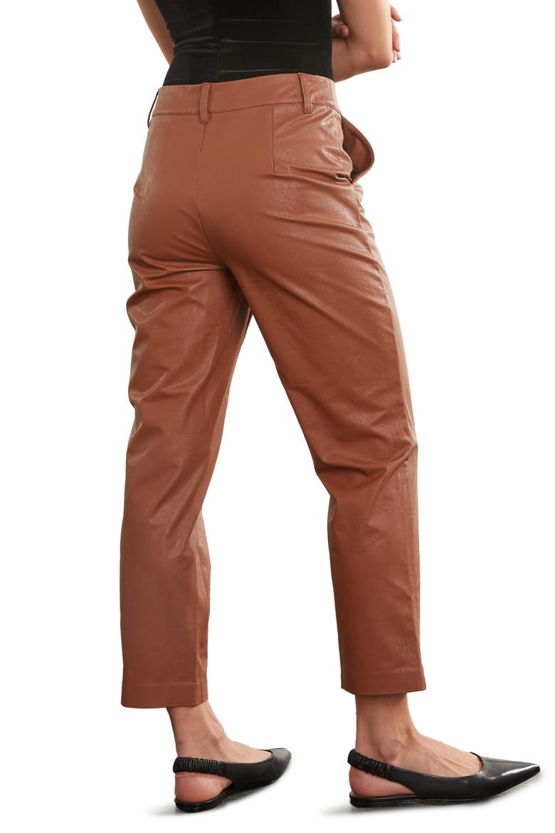 Faux Leather 7/8 Trousers, Alternate, color, COCOA