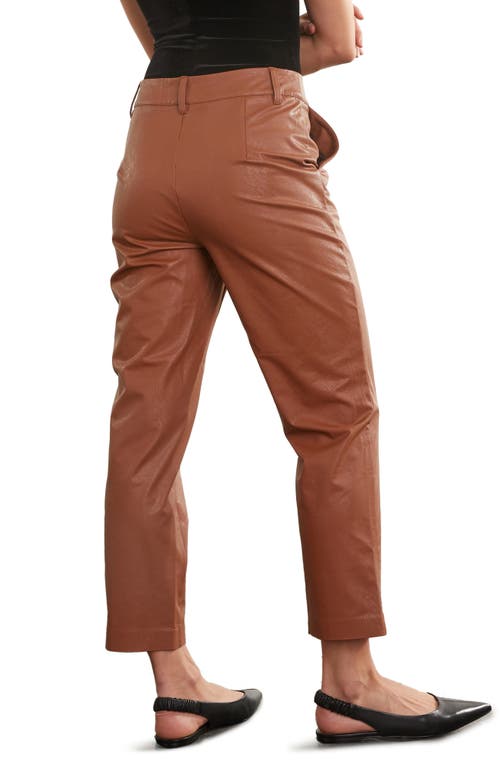 Commando Crop Tapered Faux Leather Trousers In Cocoa
