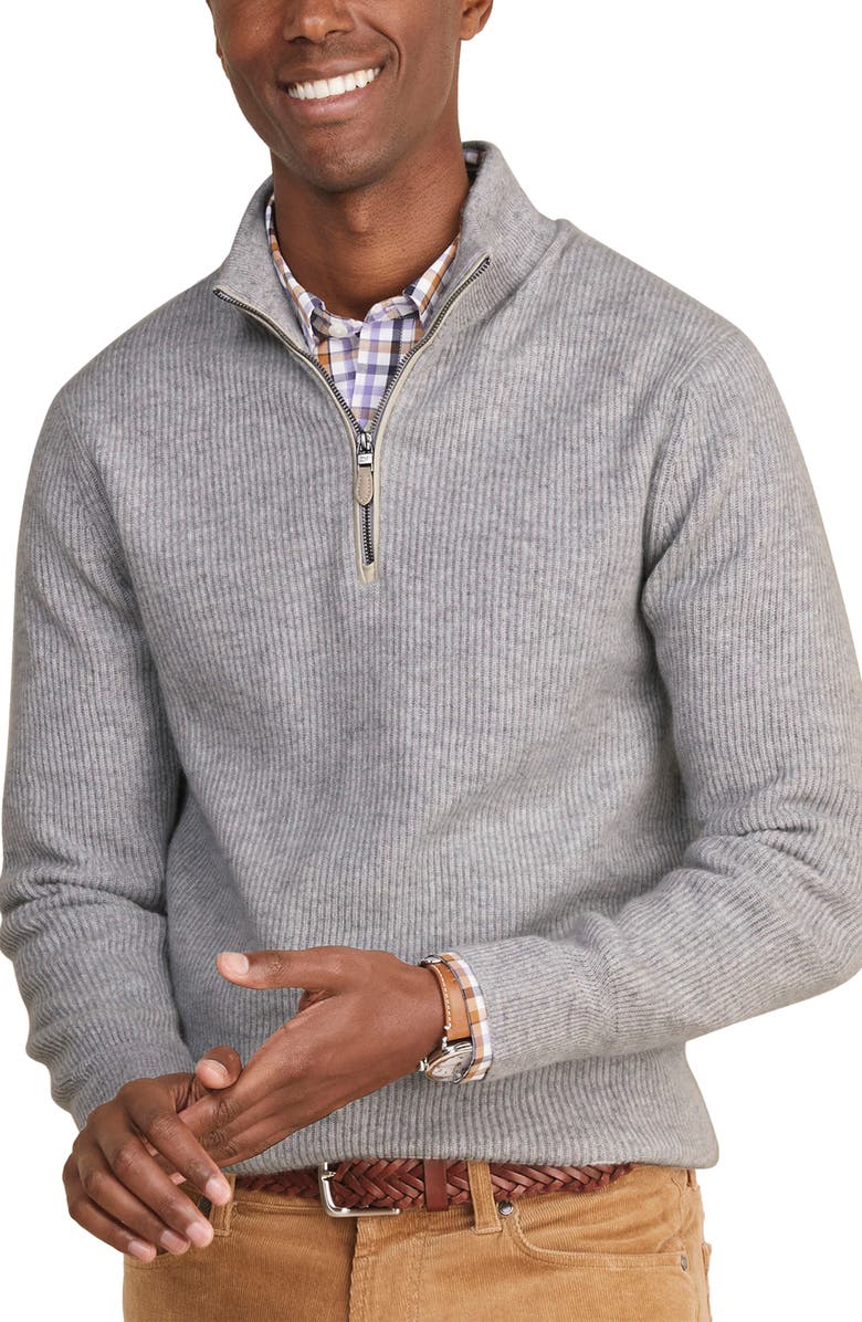 vineyard vines Rib Quarter Zip Cashmere Sweater, Main, color, 