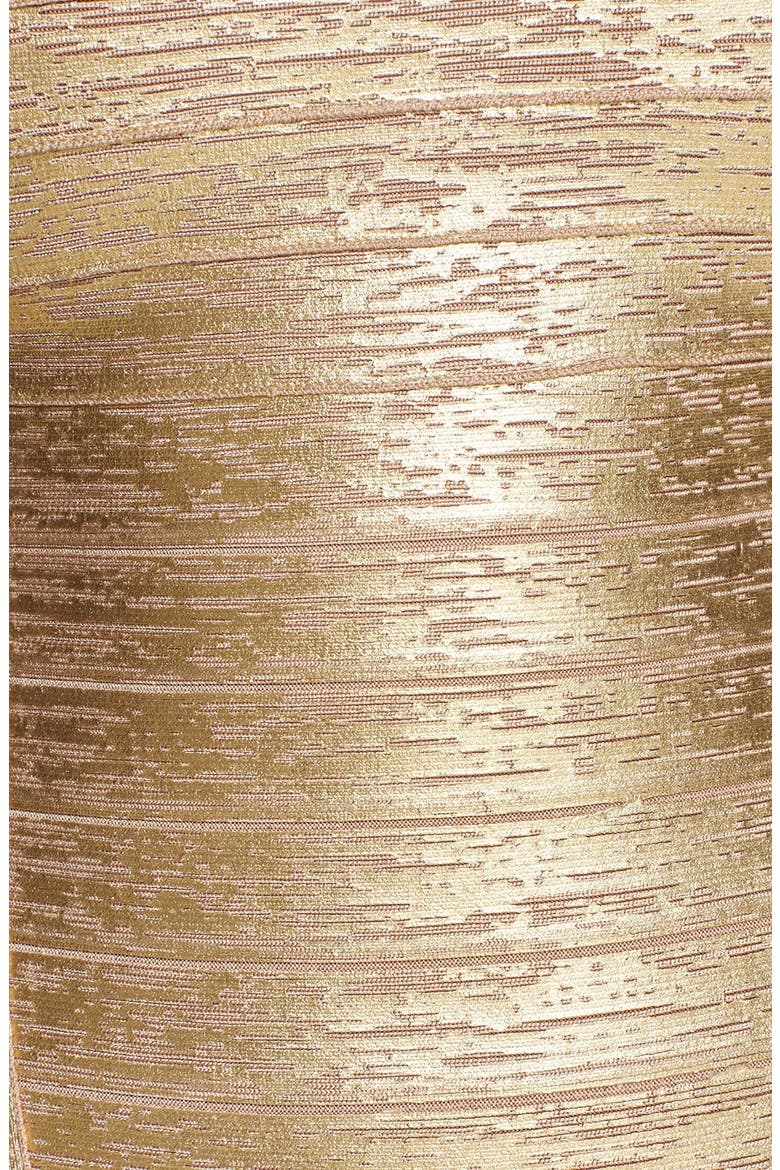 Foiled Flared Bandage Gown, Alternate, color, GOLD CHAMPAGNE