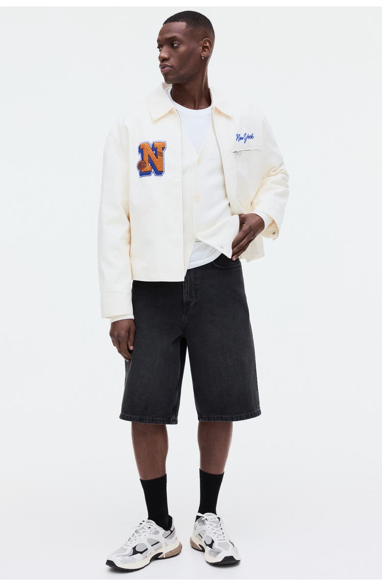 H&M Baggy Denim Shorts, Alternate, color, Denim Black