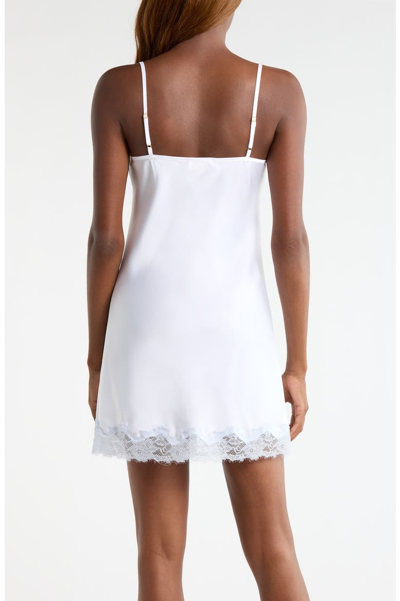 Lace Trim Satin Chemise, Alternate, color, WHITE
