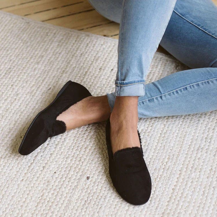 Mave & Chez The Audrey - Arch Support 100% Genuine Shearling, Alternate, color, Black Suede