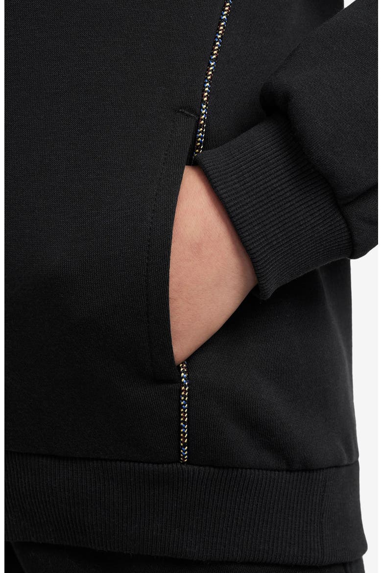 Kids' Cotton French Terry Hoodie, Alternate, color, BLACK/ BURGUNDY CRUSH
