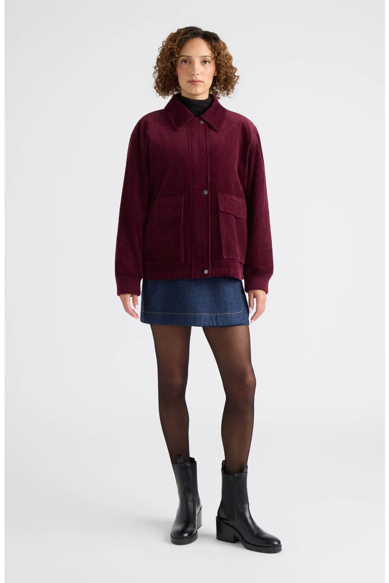 Bente Corduroy Padded Boyfriend Jacket, Alternate, color, BORDEAUX