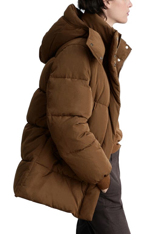 Mango Women's Hood Quilted Coat In Medium Brown