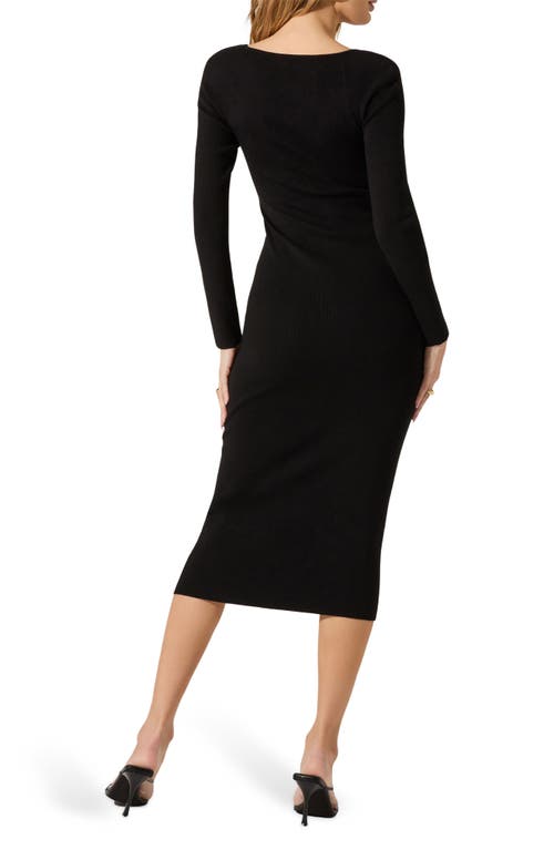 ASTR ASTR THE LABEL FAUX PEARL KEYHOLE LONG SLEEVE MIDI DRESS