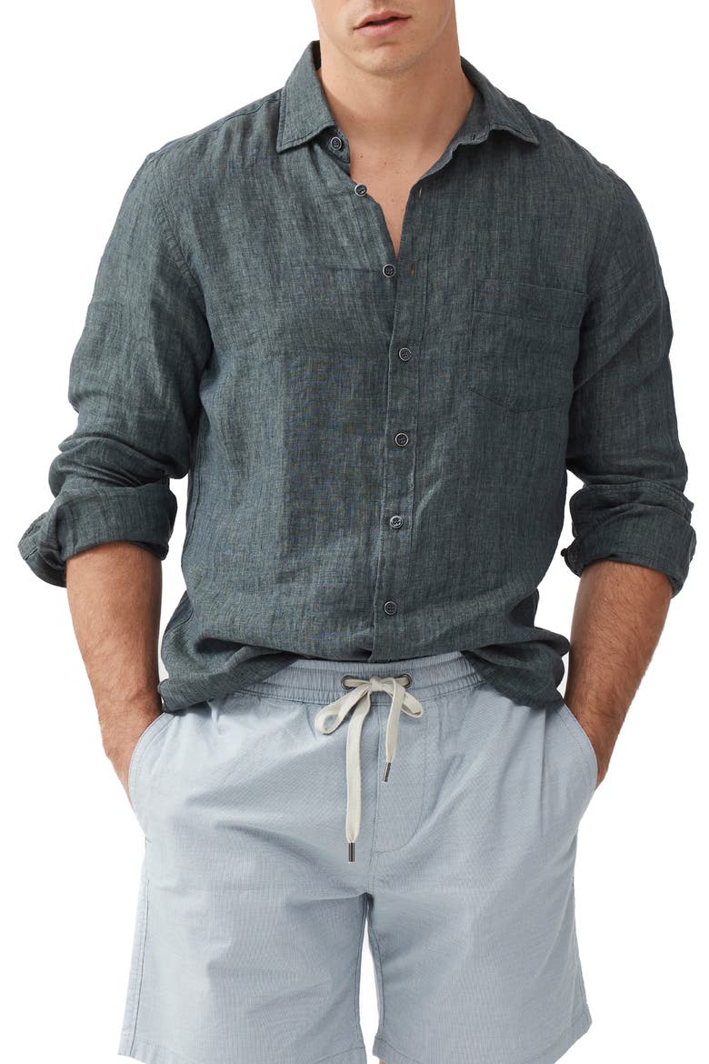 Coromandel Button-Up Linen Shirt, Main, color, ASH