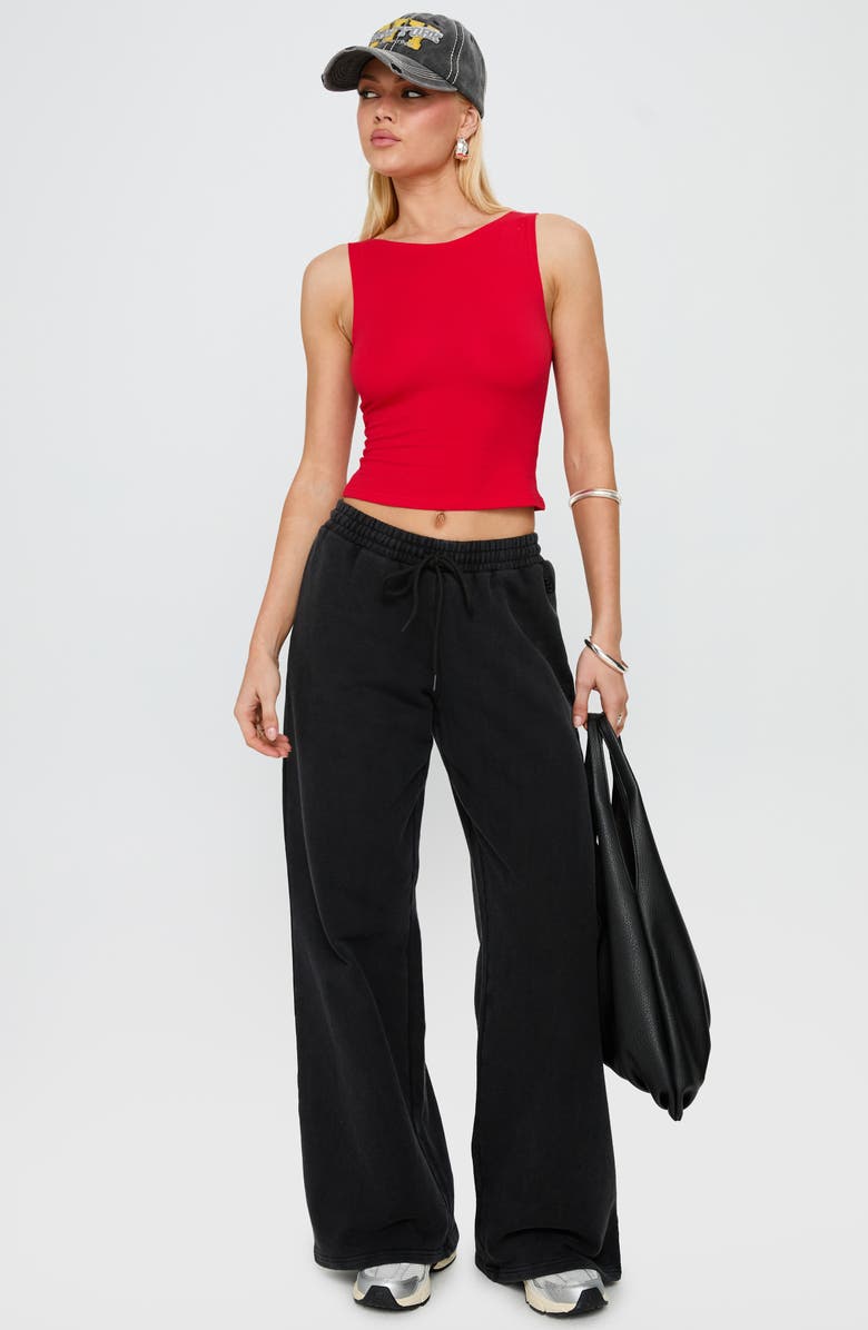 Princess Polly Bleeker Boat Neck Stretch Cotton Crop Tank, Alternate, color, Red