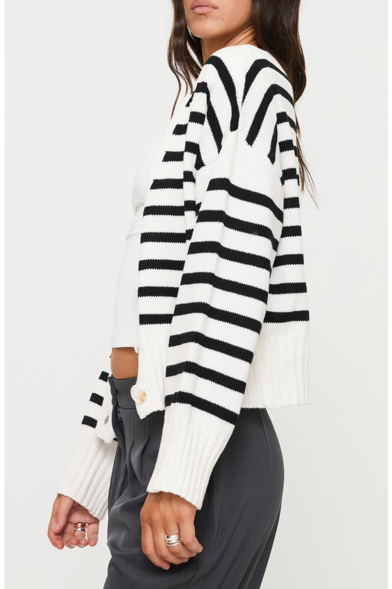 Karlson Stripe Cardigan, Alternate, color, CREAM/ BLACK