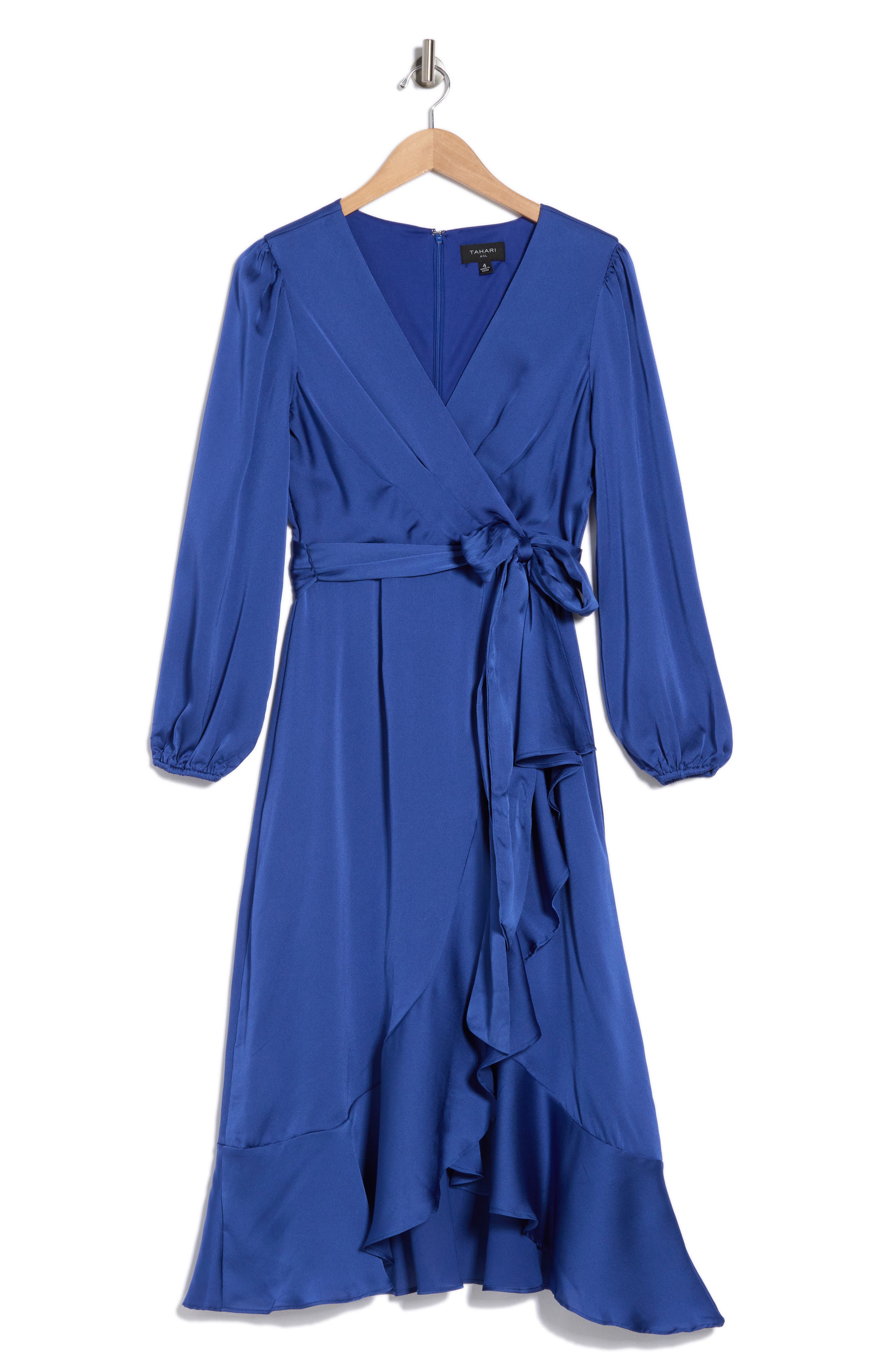 tahari asl tie neck midi dress