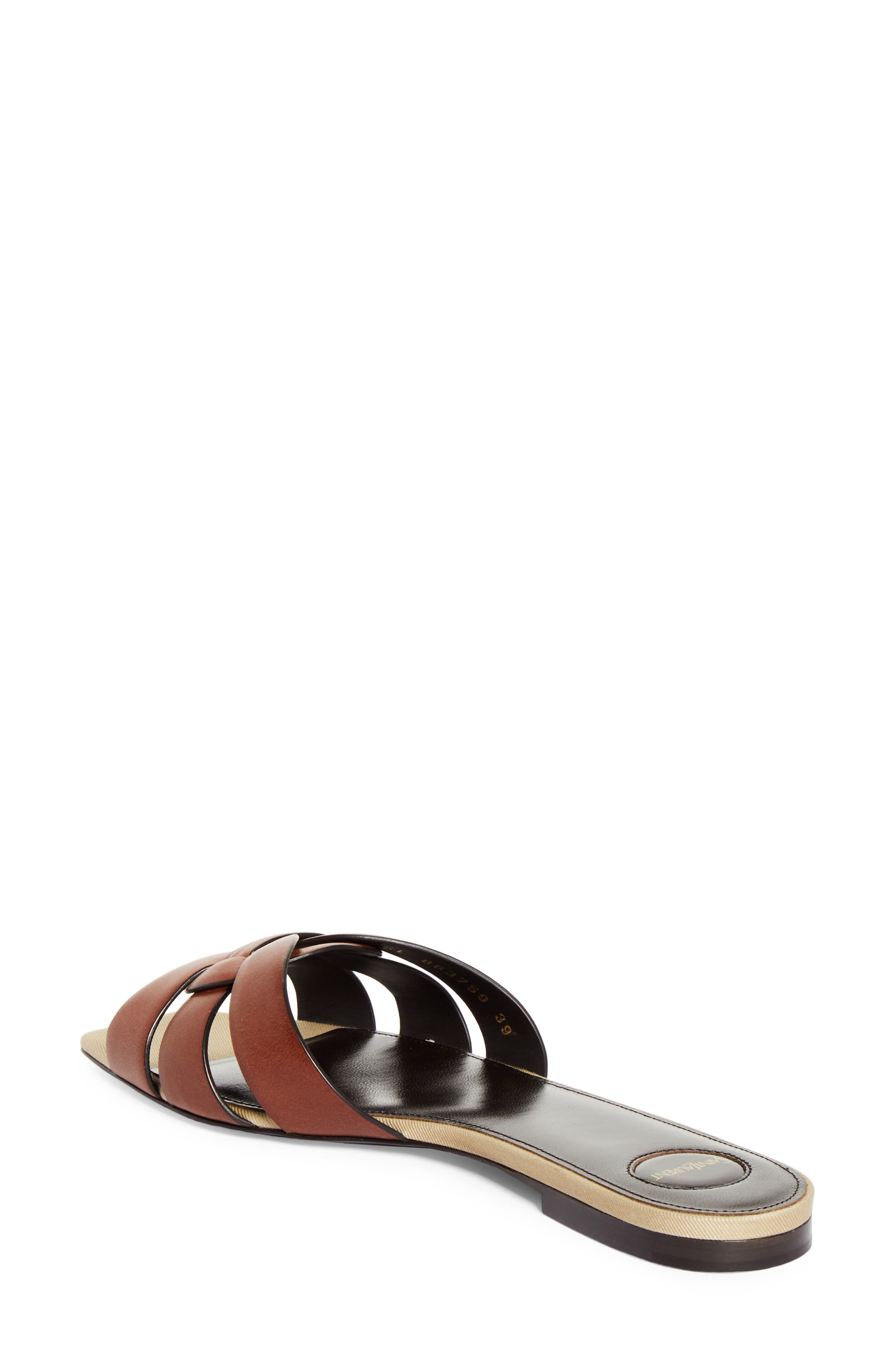 Saint Laurent Tribute Slide Sandal, Alternate, color, Burgundy