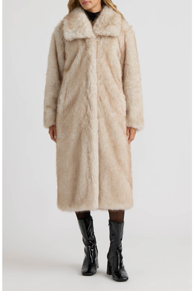 Faux Fur Coat, Main, color, SAND