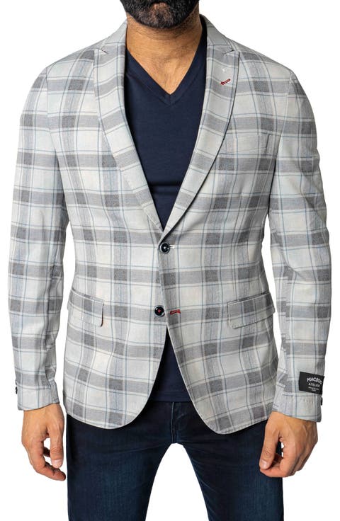 Descartes Unconstructed Plaid Brooksy sky Blue Blazer