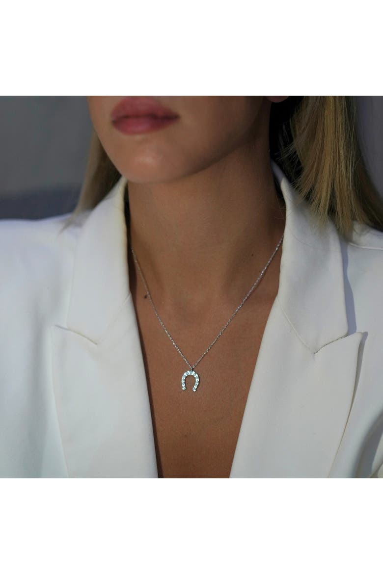 Sterling Silver Horseshoe Equestrian Necklace, Alternate, color, Silver
