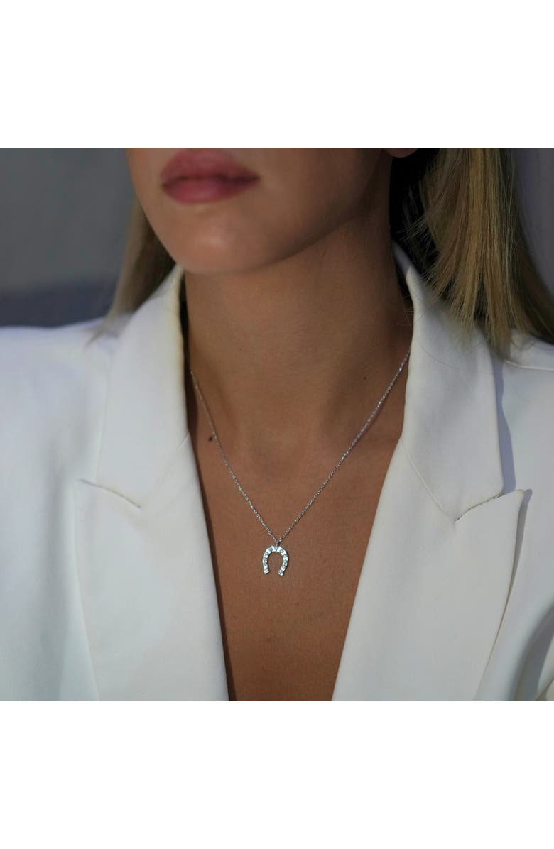 Spero London Sterling Silver Horseshoe Equestrian Necklace, Alternate, color, Silver