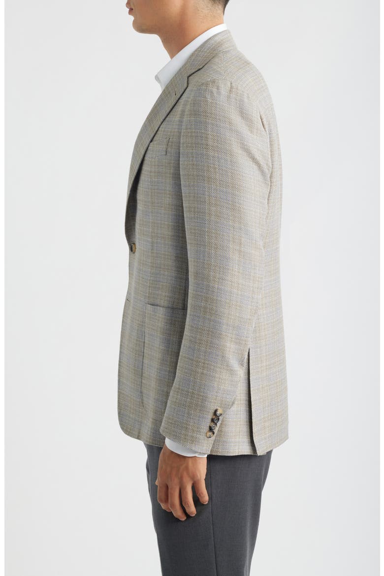 Kei Trim Fit Plaid Slub Wool & Silk Blend Sport Coat, Alternate, color, BEIGE