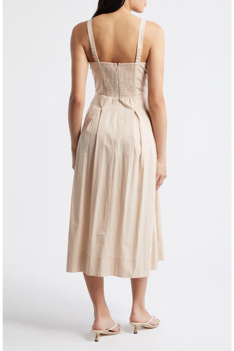 V-Neck Midi Dress, Alternate, color, KHAKI NATURAL