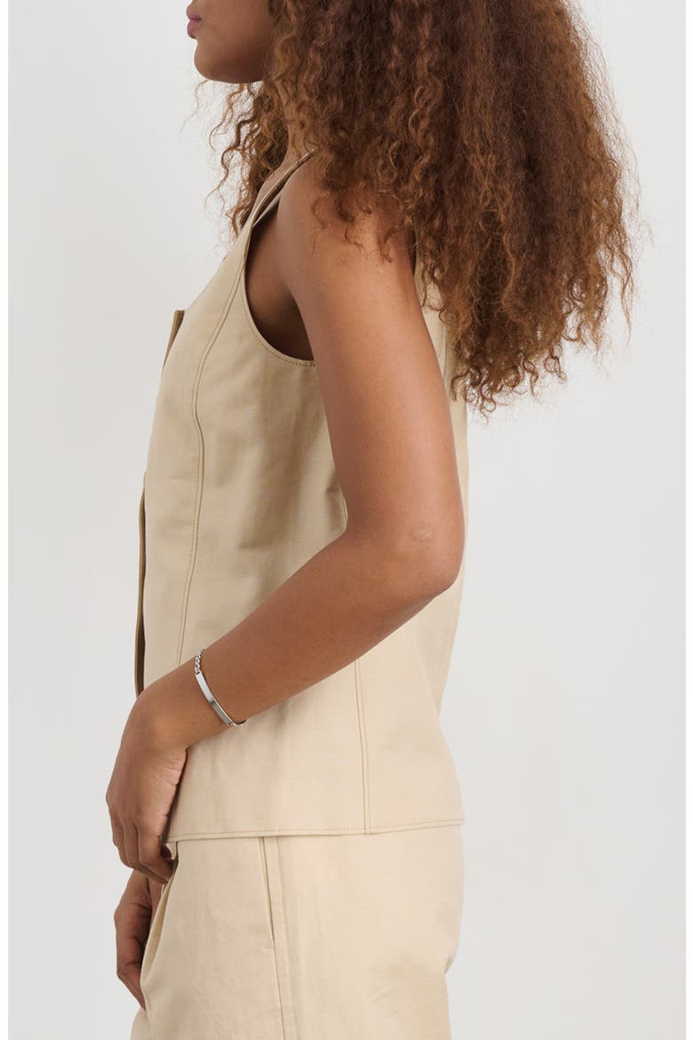 Gabby Linen & Cotton Vest, Alternate, color, TAN