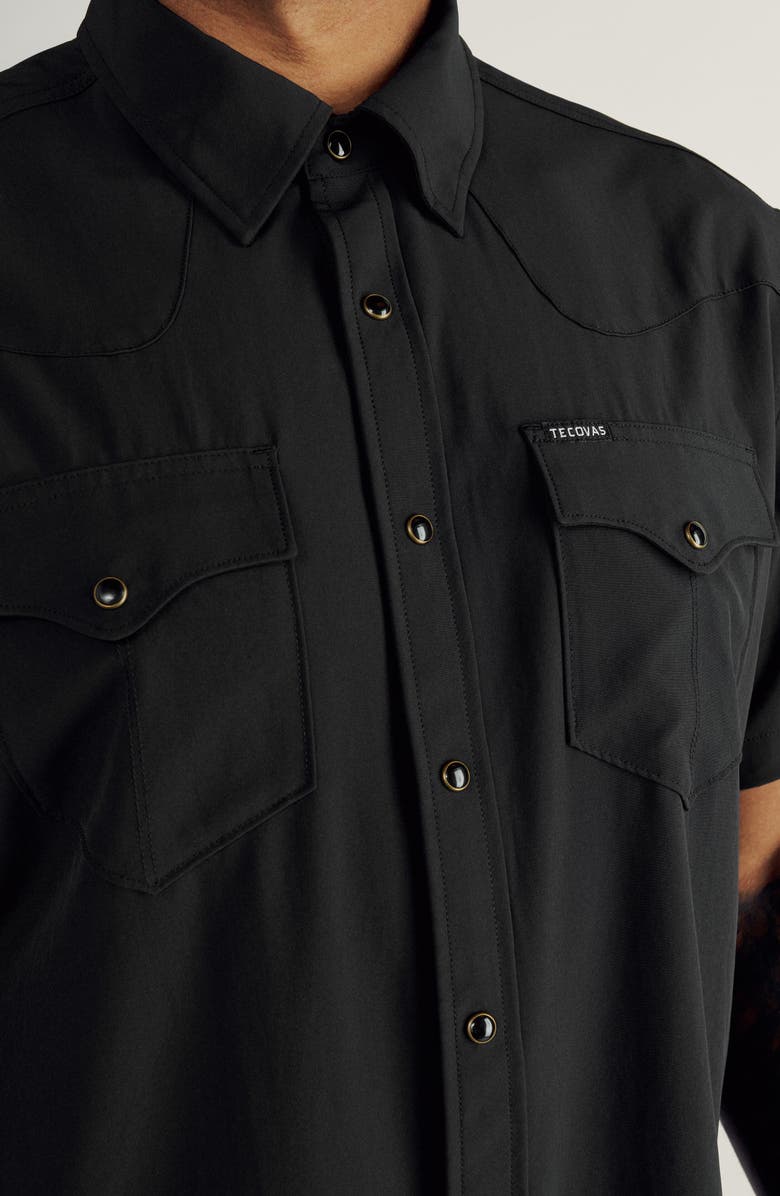 Tecovas Performance Western Short Sleeve Button-Up Shirt, Alternate, color, Black