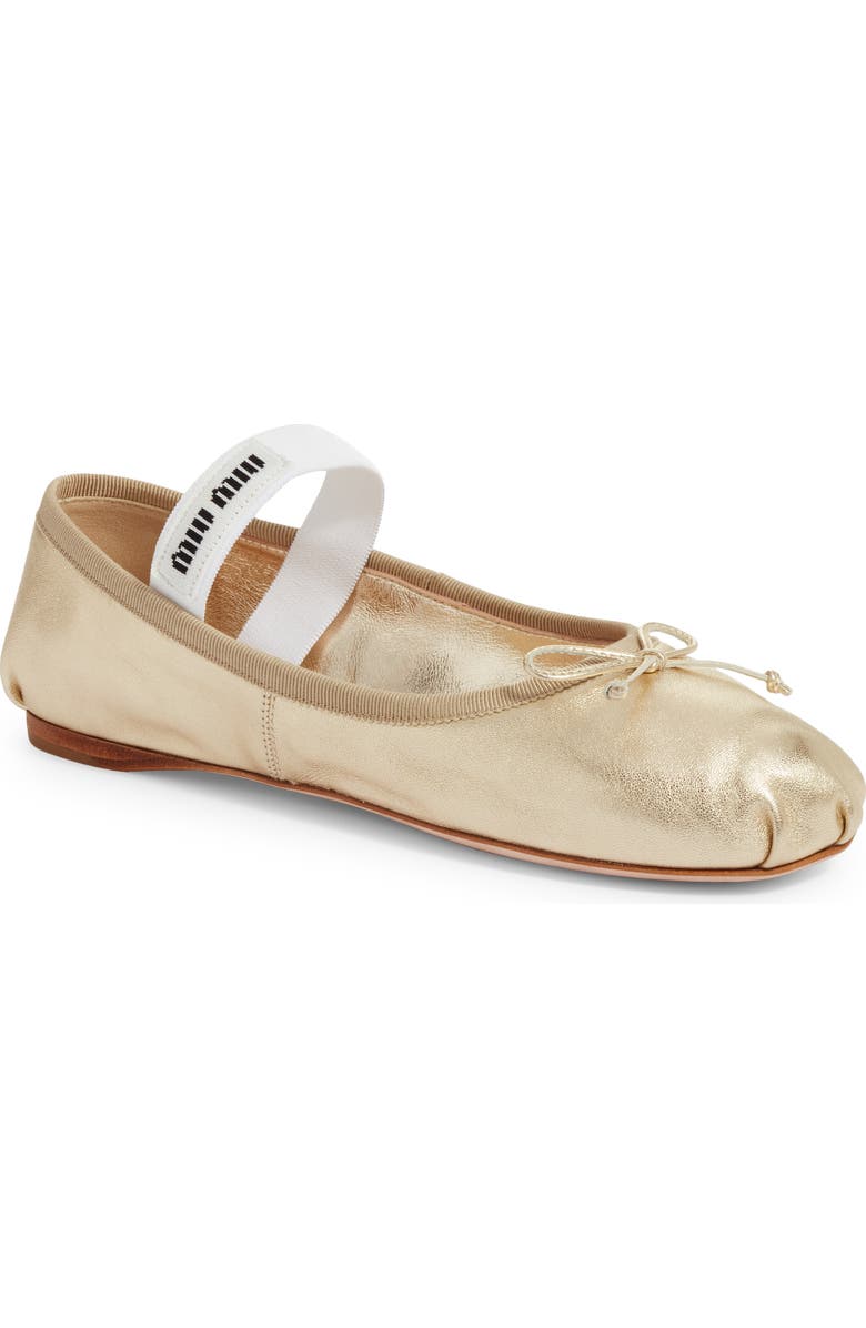 Miu Miu Logo Band Ballet Flat, Main, color,