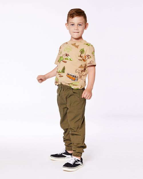 Deux Par Deux Little Boy's Printed Organic Cotton Tee Camping Beige In Camping Beige