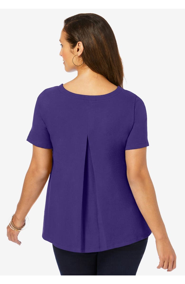 Jessica London Stretch Cotton Trapeze Tee, Alternate, color, Midnight Violet