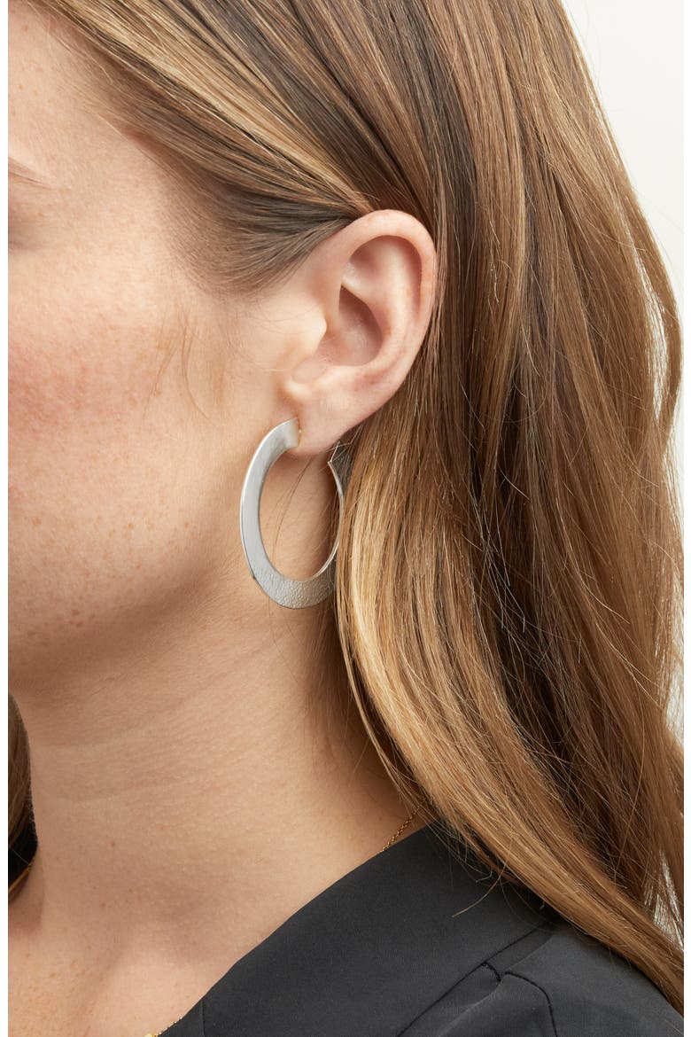 Shaye Flat Hoops, Alternate, color, SILVER