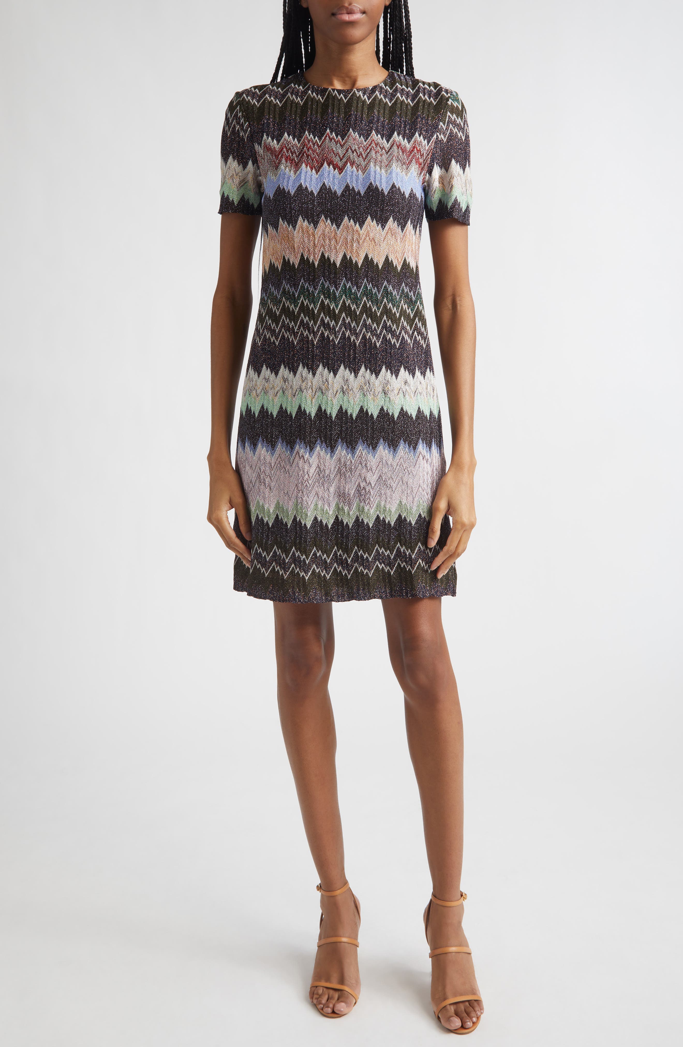 Metallic Raschel Knit Dress
