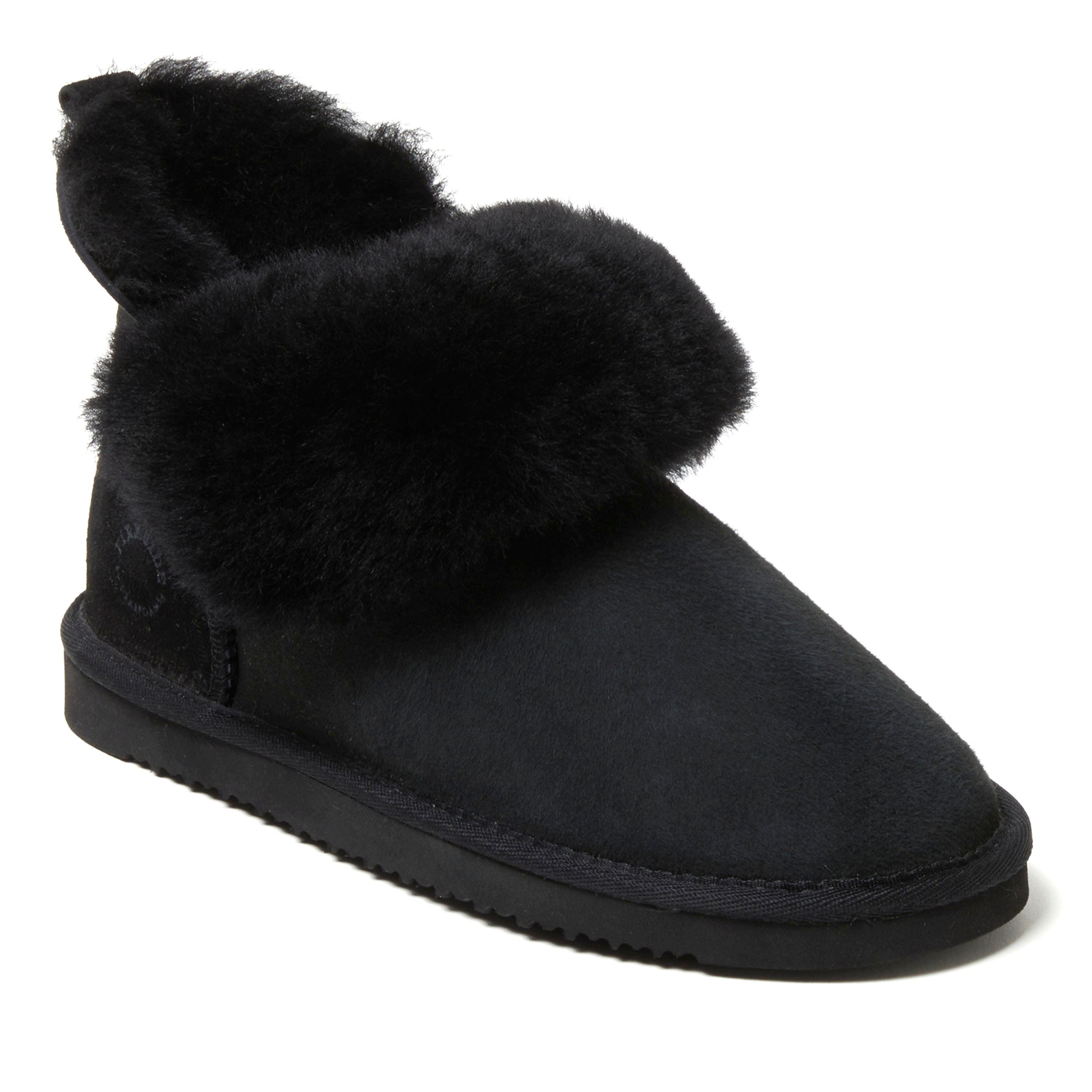 DEARFOAMS Fireside Perth Genuine Shearling Foldover Boot, Main, color, Black