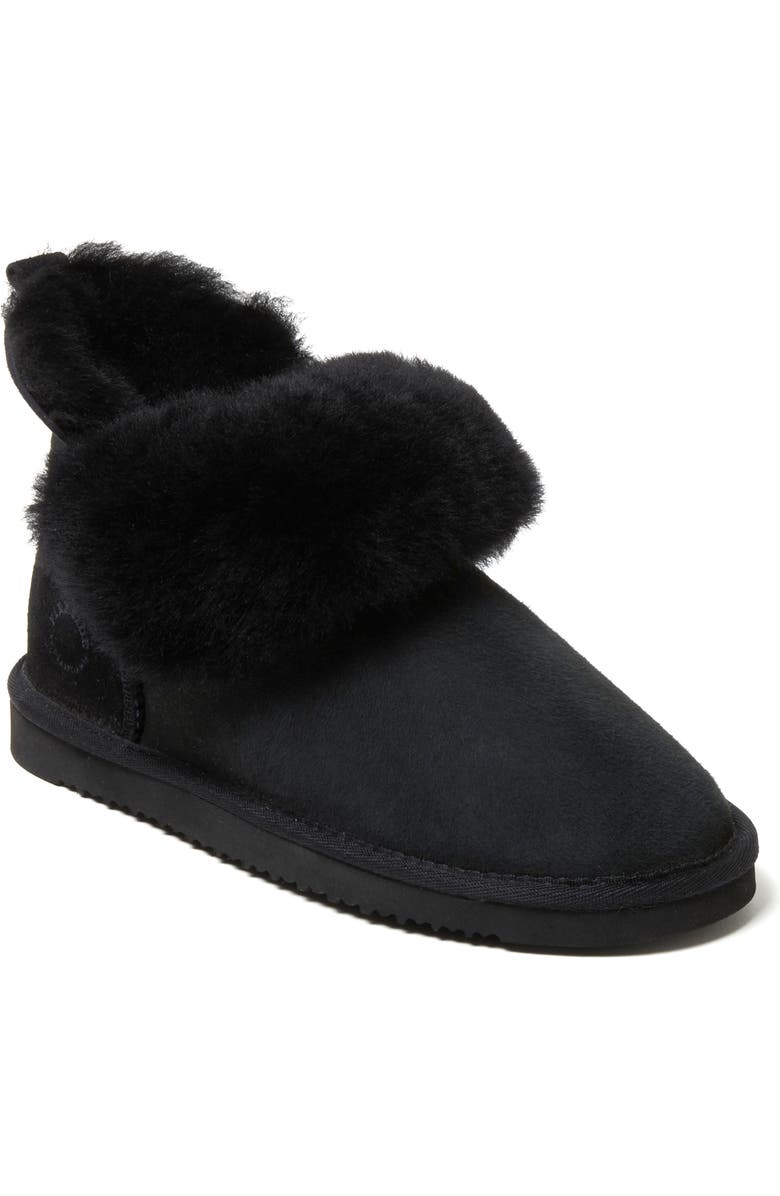 DEARFOAMS Fireside Perth Genuine Shearling Foldover Boot, Main, color, Black