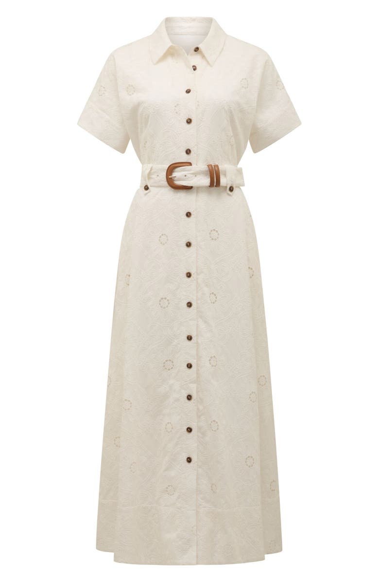 Ever New Valeria Broderie Cotton Maxi Shirtdress, Alternate, color, Porcelain