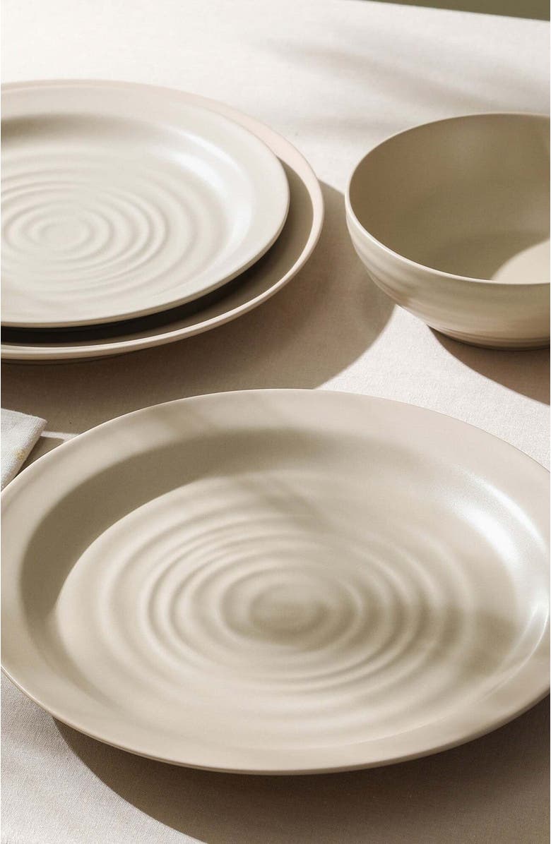 Stone Lain Orbit Stoneware 12-Piece Dinnerware Set with Pasta Bowls, Alternate, color, Beige