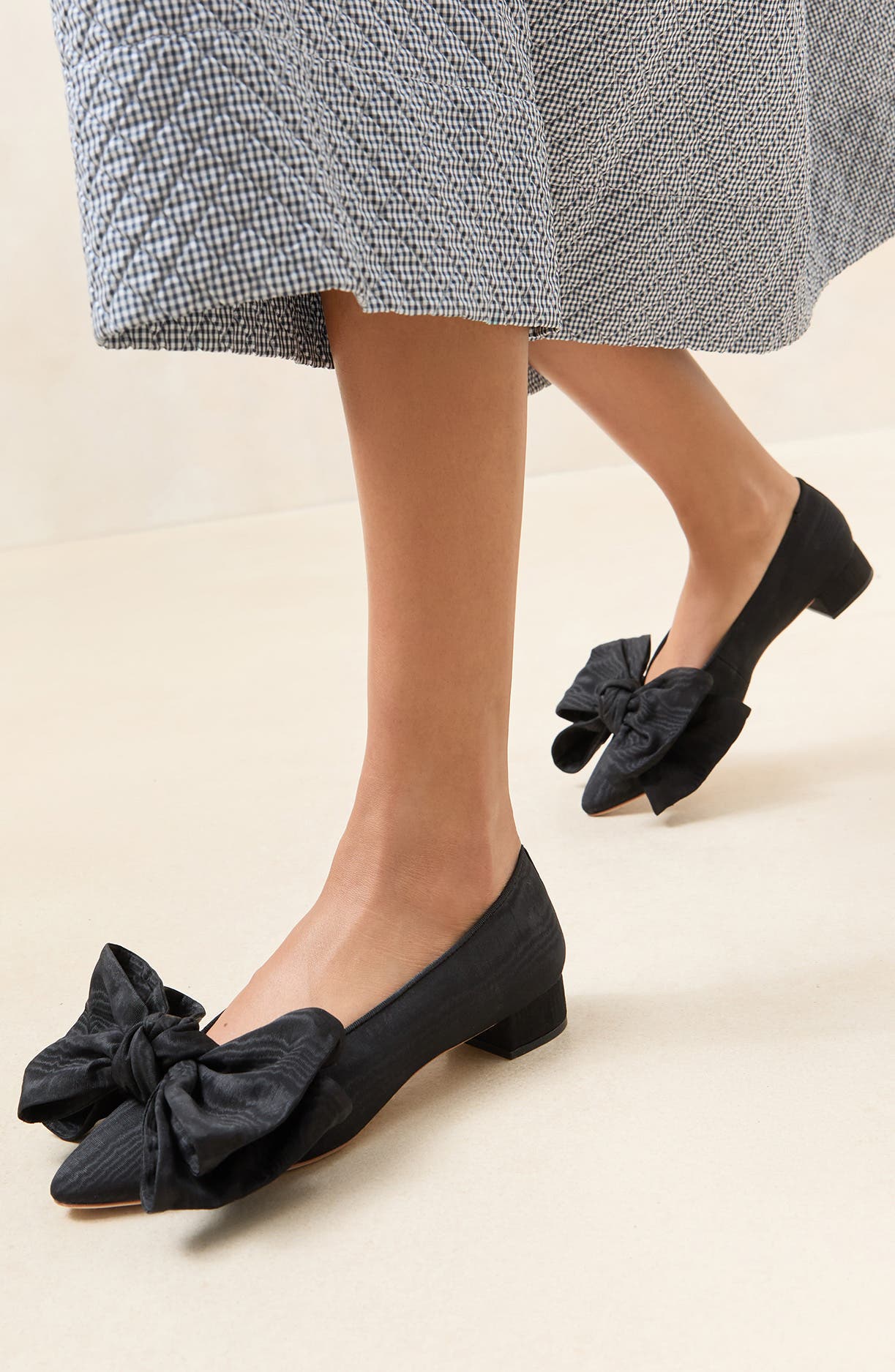 Loeffler Randall Noa Bow Pointed Toe Block Heel Pump, Alternate, color, Black