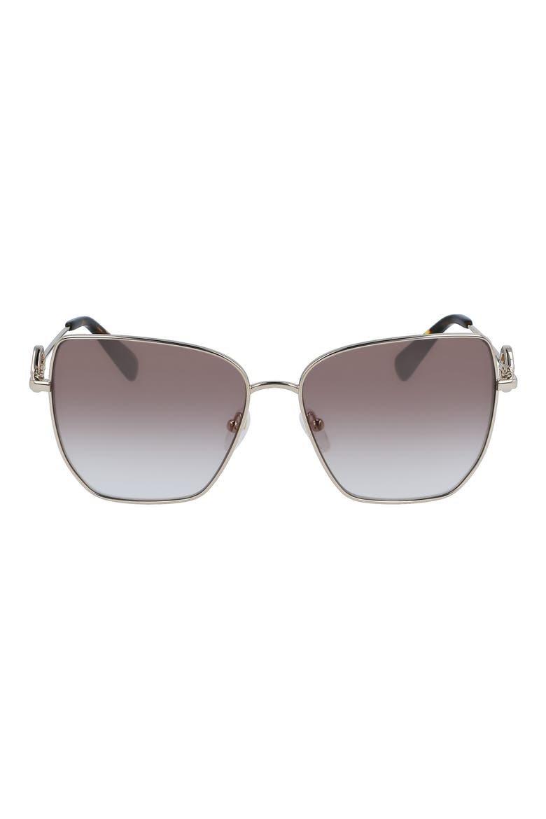58mm Gradient Rectangular Sunglasses, Main, color, PALE GOLD/GRADIENT BROWN AZURE