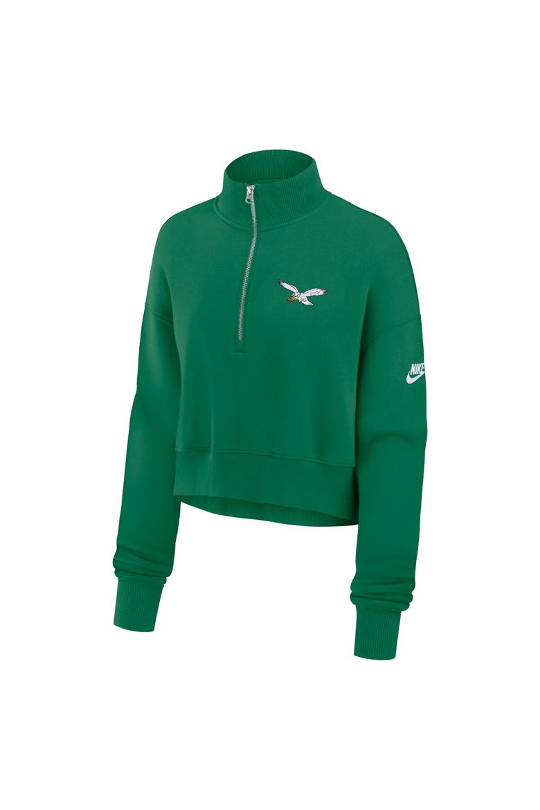 Women's Nike Kelly Green Philadelphia Eagles Rewind Phoenix Cropped Half-Zip Sweatshirt, Alternate, color, Kelly Green