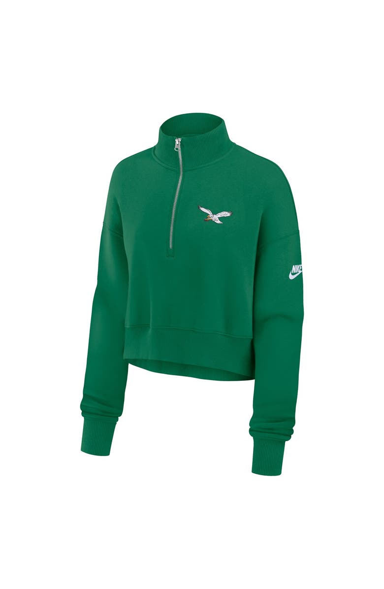 Nike Women's Nike Kelly Green Philadelphia Eagles Rewind Phoenix Cropped Half-Zip Sweatshirt, Alternate, color, 