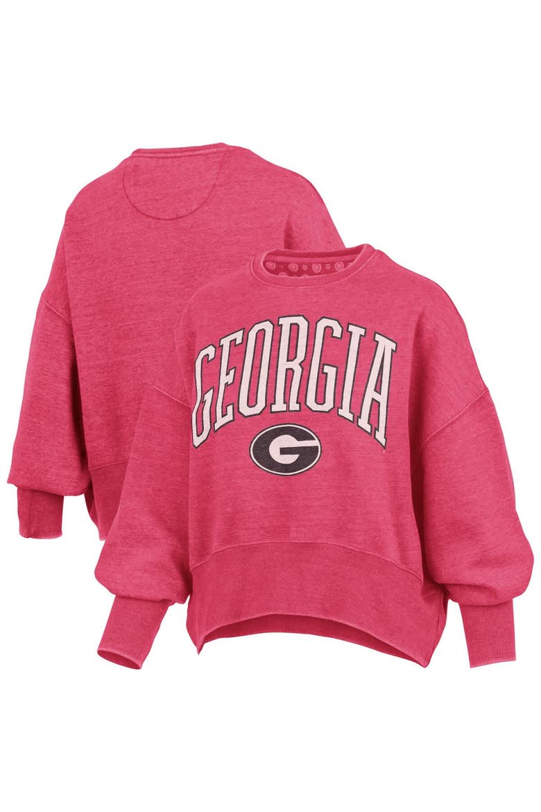 Women's Pressbox Red Georgia Bulldogs Oversized Waist-Length Crewneck Sweatshirt, Alternate, color, Red